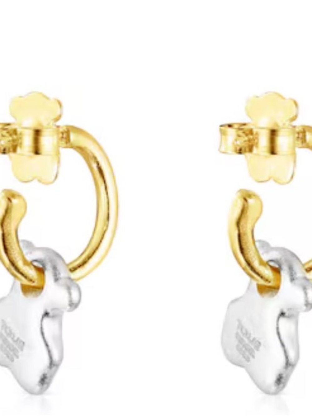 Tous sterling silver 9.25 doble tone luah bear Earrings ,new without tag